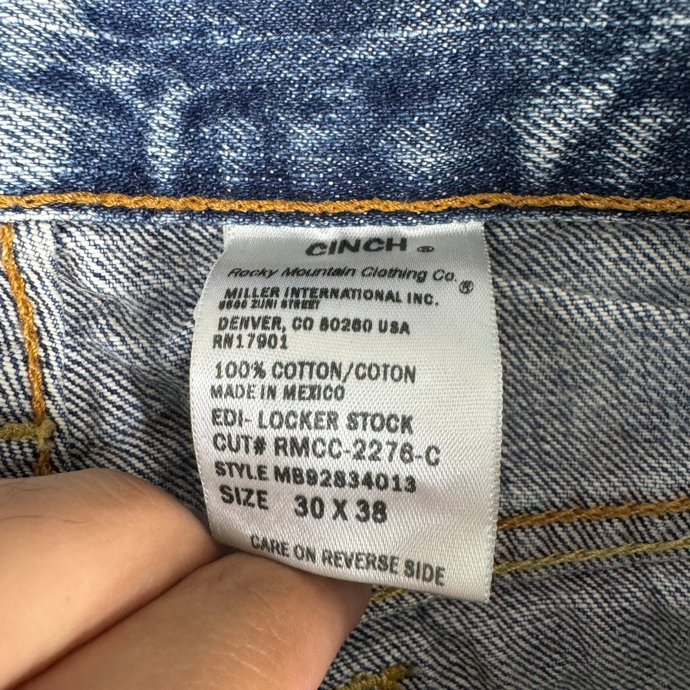 Cinch Jeans Mens Size 30x38 Blue Light Wash Straight Leg Western Denim 24684 - Picture 6 of 10
